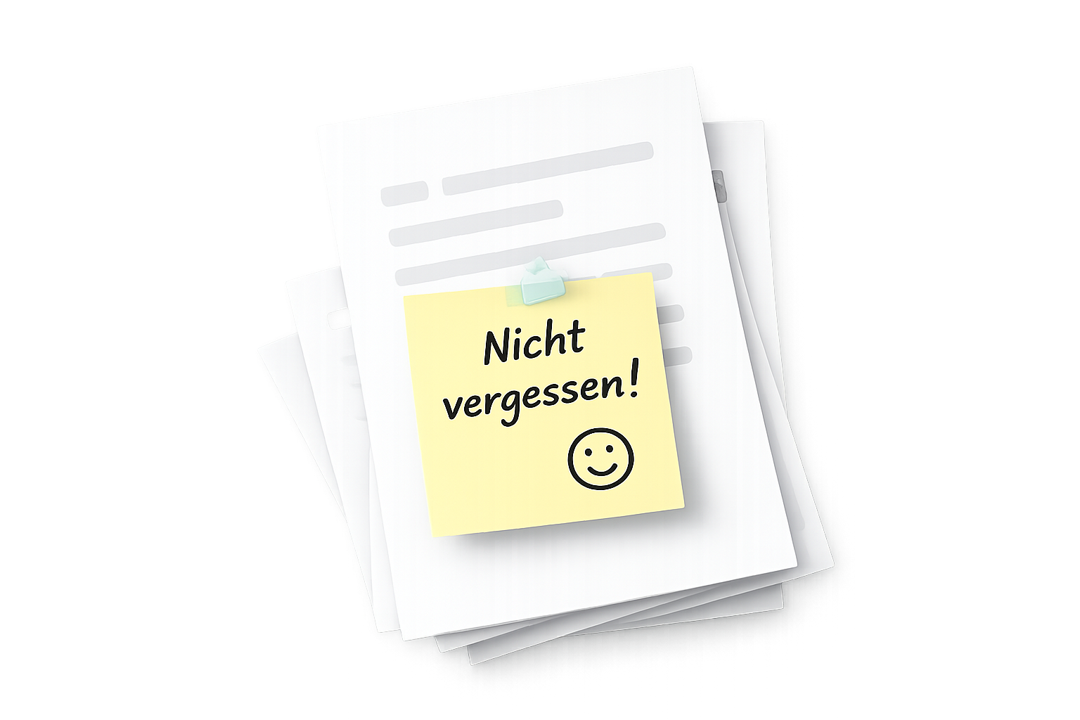 Dokumente mit gelbem Erinnerungszettel